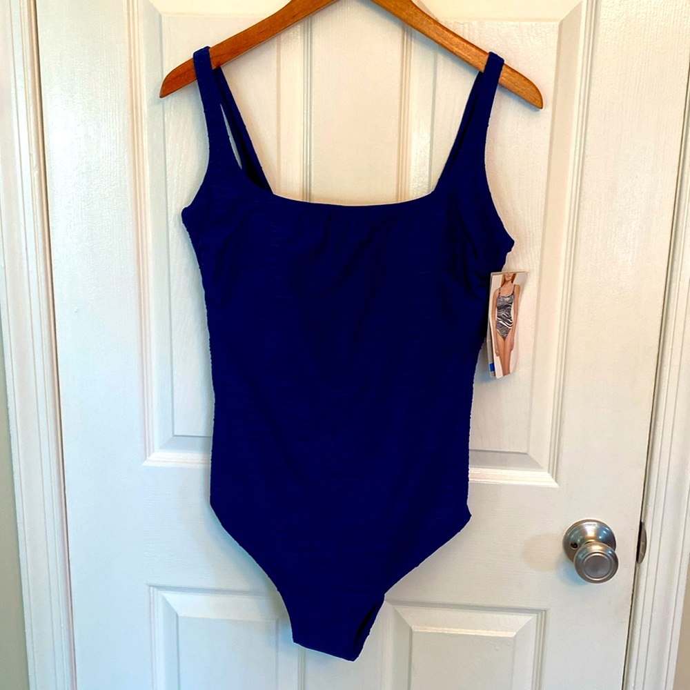Gottex Blue SwimSuit size 16 One Piece Bathing Suit NWT
